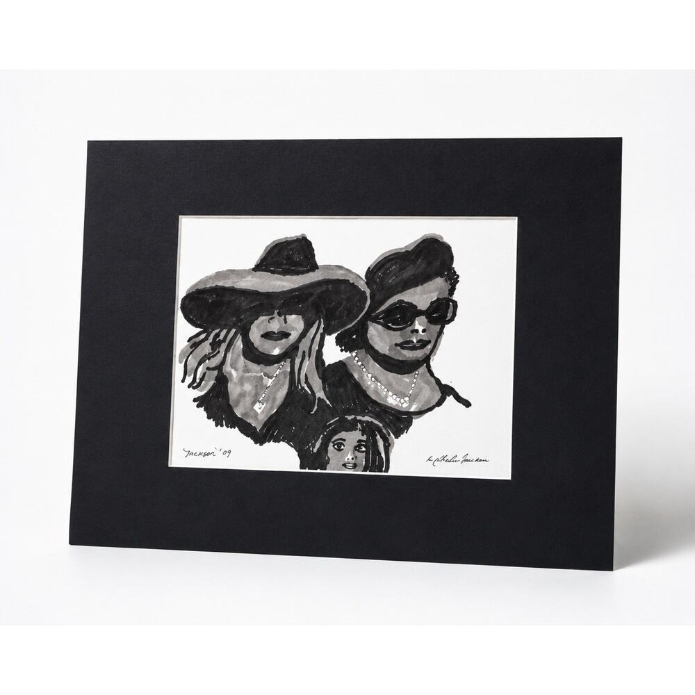 Original Michael Jackson Portrait Felt Pen on Board Signed Art 2009 12x9